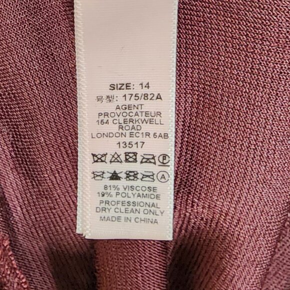 Agent Provocateur Burgundy Velvet Dress Size 14 Long Sleeve Asymmetric Zipper - Picture 11 of 16